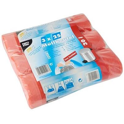 Papstar Rote Müllbeutel 30L - Trash Bag Papstar Rote Müllbeutel 30L - Trash Bag