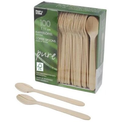 Papstar 84841 Cuillère jetable en bois FSC - 11cm - Publicité Papstar 84841 Cuillère jetable en bois FSC - 11cm - Publicité