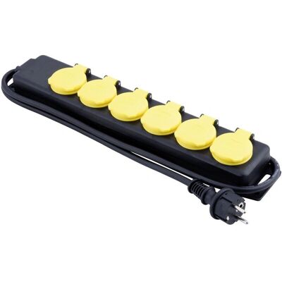 Heitronic 6-uttag förlängningssladd Svart/gul IP44 Heitronic 6-uttag förlängningssladd Svart/gul IP44