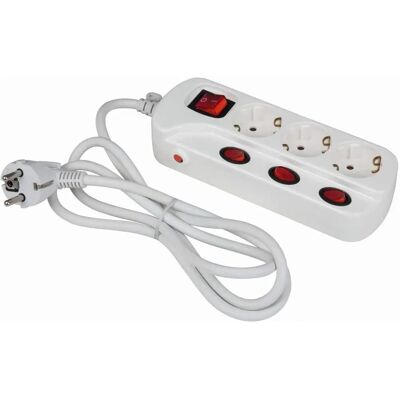 Heitronic 45190 Barre d'alimentation avec interrupteur - 3 prises, blanc Heitronic 45190 Barre d'alimentation avec interrupteur - 3 prises, blanc