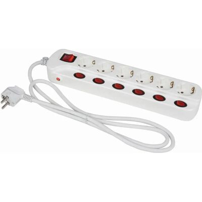 Heitronic Multiprise - 6 Prises, Interrupteur, Protection Enfant Heitronic Multiprise - 6 Prises, Interrupteur, Protection Enfant