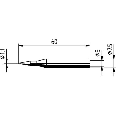 Ersa - Modelo 0172BD - Punta de soldadura - Forma de lápiz cilíndrico - 1,10mm - Revestimiento duradero Ersa - Modelo 0172BD - Punta de soldadura - Forma de lápiz cilíndrico - 1,10mm - Revestimiento duradero