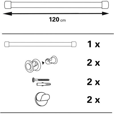 GARDINIA Gardinstång Nevada - Metall, Vit, 120cm GARDINIA Gardinstång Nevada - Metall, Vit, 120cm