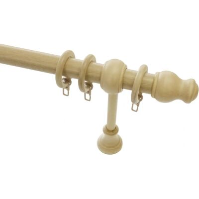 GARDINIA Wooden Curtain Rod Set - 120cm, Beige - Curtain Rod GARDINIA Wooden Curtain Rod Set - 120cm, Beige - Curtain Rod
