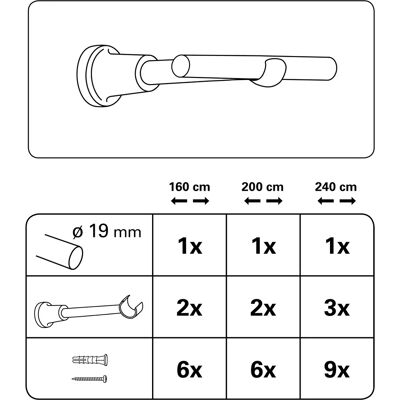 GARDINIA Ally Ø 19 mm - Metalen Gordijnstang Set GARDINIA Ally Ø 19 mm - Metalen Gordijnstang Set