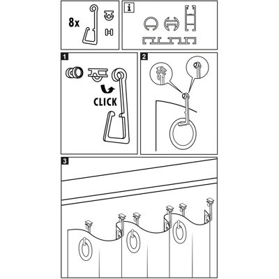GARDINIA Gardinenhaken - 10 Stück - transparent - Stoffösen - Curtain Hooks GARDINIA Gardinenhaken - 10 Stück - transparent - Stoffösen - Curtain Hooks
