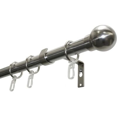 GARDINIA Curtain Rod Set - 160cm, Silver, 1-Lane, Metal GARDINIA Curtain Rod Set - 160cm, Silver, 1-Lane, Metal