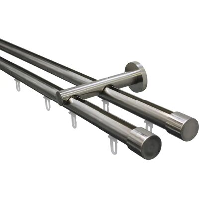 GARDINIA Set de Barras para Cortinas Isa 2-Lauf - Metal, Gris, 160cm GARDINIA Set de Barras para Cortinas Isa 2-Lauf - Metal, Gris, 160cm