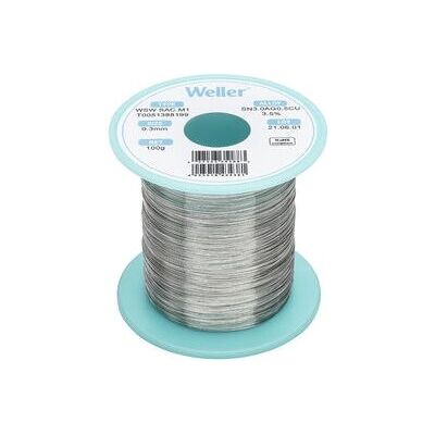 Weller T0051388199 Hilo de soldar sin plomo - Plata/Cobre - 0.3mm - 100g Weller T0051388199 Hilo de soldar sin plomo - Plata/Cobre - 0.3mm - 100g