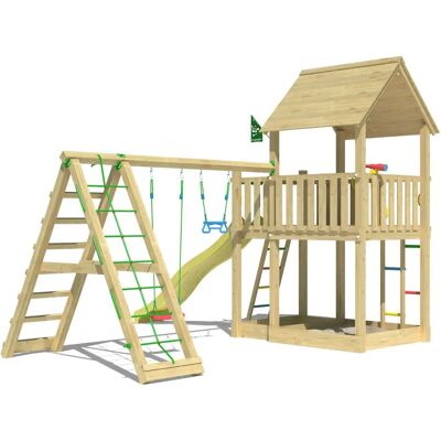 JUNGLE GYM Majesty - Spielturm, Gelb, Kletter & Schaukel JUNGLE GYM Majesty - Spielturm, Gelb, Kletter & Schaukel