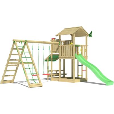 Jungle Gym Veranda Spielturm - Schaukel, Kletterbock, Rutsche Jungle Gym Veranda Spielturm - Schaukel, Kletterbock, Rutsche