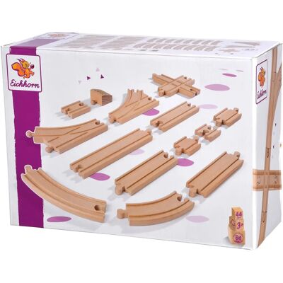 Set de Extensión de Vías de Madera Eichhorn - 44 Piezas - Compatible con la mayoría de trenes de madera Set de Extensión de Vías de Madera Eichhorn - 44 Piezas - Compatible con la mayoría de trenes de madera