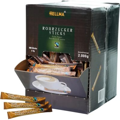 HELLMA Fairtrade Rohrrohrzucker-Sticks - 500x4,0 g HELLMA Fairtrade Rohrrohrzucker-Sticks - 500x4,0 g