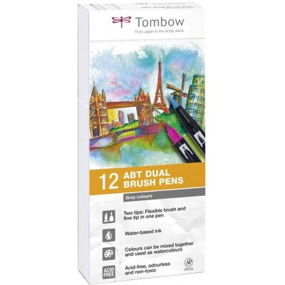 Tombow Grey Dual Brush Pen Set - Felt Pen Set Tombow Grey Dual Brush Pen Set - Felt Pen Set