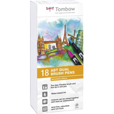 Tombow Multicolour Dual Brush Pen Set - Felt Pen Fine 18 pcs Tombow Multicolour Dual Brush Pen Set - Felt Pen Fine 18 pcs