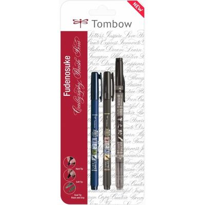 Caneta de Caligrafia Tombow Fudenosuke Twin - Preto/Cinza Caneta de Caligrafia Tombow Fudenosuke Twin - Preto/Cinza