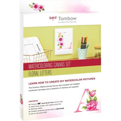 Tombow - Watercoloring Canvas Set Floral Letters - Konstnärssats Tombow - Watercoloring Canvas Set Floral Letters - Konstnärssats