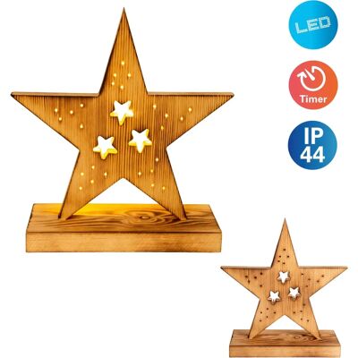 NÄVE Holzstern LED Dekoration - 29cm - Innen & Außen NÄVE Holzstern LED Dekoration - 29cm - Innen & Außen