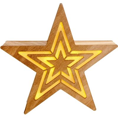 Näve - Stern LED Holz - Beige - 23 cm - LED-Stern-Dekoration Näve - Stern LED Holz - Beige - 23 cm - LED-Stern-Dekoration