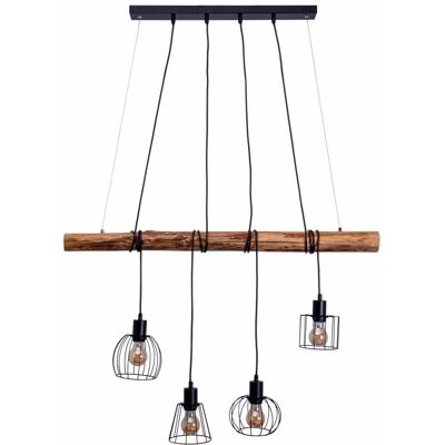 NÄVE Woodland Pendant Light - 4x E27, Black/Natural, 150cm NÄVE Woodland Pendant Light - 4x E27, Black/Natural, 150cm