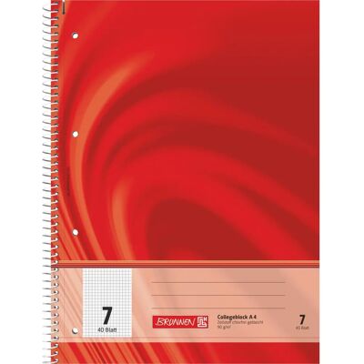 Bloc-Notes Brunnen 106720702 A4 - 40 feuilles, reliure spiralée, règle de 7 mm Bloc-Notes Brunnen 106720702 A4 - 40 feuilles, reliure spiralée, règle de 7 mm