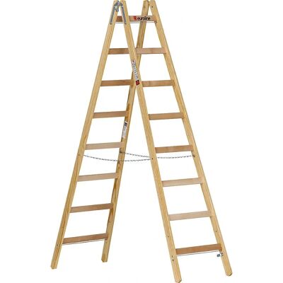 Euroline Holzstufenleiter mit Haken - 2x8 Stufen - Sicher & Langlebig Euroline Holzstufenleiter mit Haken - 2x8 Stufen - Sicher & Langlebig