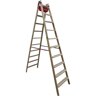 Euroline Holz-Ausziehleiter - Beidseitig, 2x10 Stufen Euroline Holz-Ausziehleiter - Beidseitig, 2x10 Stufen