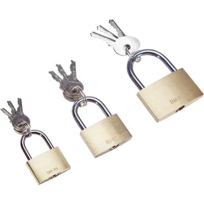 Conjunto de 3 cadeados Brüder Mannesmann - Com chaves Conjunto de 3 cadeados Brüder Mannesmann - Com chaves