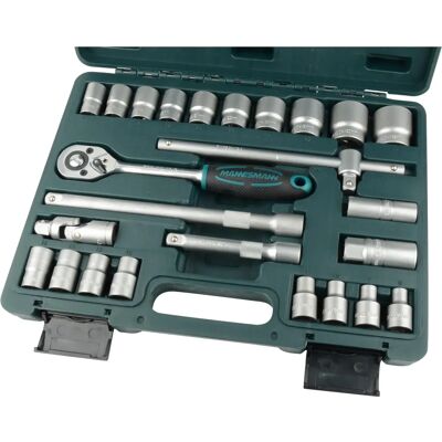 Mannesmann - Jeu de 25 pièces pour clé à douille 1/2" - Durable Chrome Vanadium - Publicité Mannesmann - Jeu de 25 pièces pour clé à douille 1/2" - Durable Chrome Vanadium - Publicité