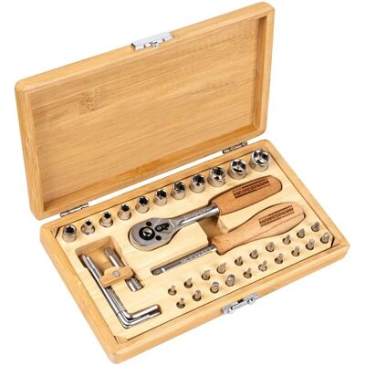 Brüder Mannesmann M29000 Socket Set - 41 pcs, Bamboo Case Brüder Mannesmann M29000 Socket Set - 41 pcs, Bamboo Case