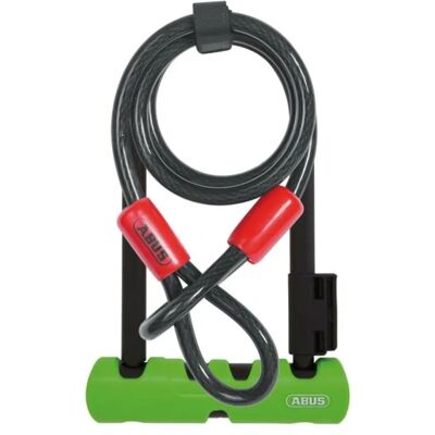 Abus Ultra 410 D-Lock avec Câble - Noir/Vert - D Locks - Publicité Abus Ultra 410 D-Lock avec Câble - Noir/Vert - D Locks - Publicité