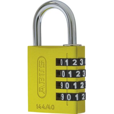 ABUS Aluminium Zahlenschloss - Gelb - 144/40 Lock-Tag - Gepäckschloss ABUS Aluminium Zahlenschloss - Gelb - 144/40 Lock-Tag - Gepäckschloss