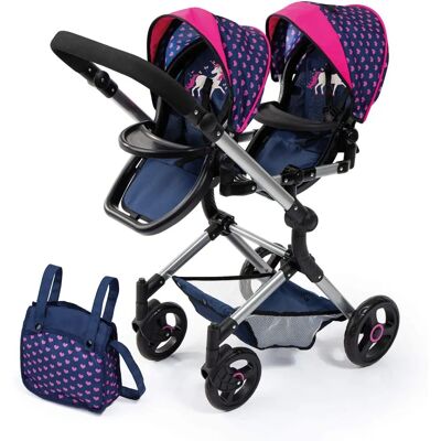 Bayer Twin Neo Blau Puppenwagen - Zwillingspuppenwagen Bayer Twin Neo Blau Puppenwagen - Zwillingspuppenwagen