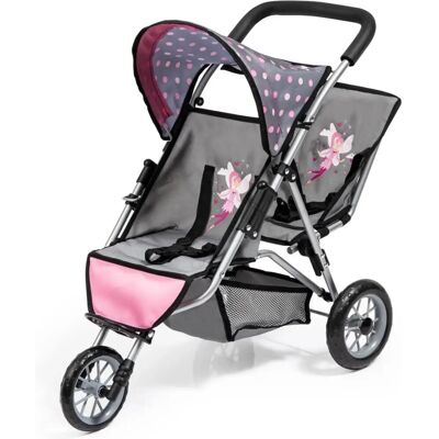 Bayer Duo Tweelingbuggy - Grijs - Sportief, opvouwbaar, voor poppen tot 46cm Bayer Duo Tweelingbuggy - Grijs - Sportief, opvouwbaar, voor poppen tot 46cm