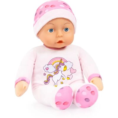 Poupée bébé Bayer - 30 cm, rose, motif licorne Poupée bébé Bayer - 30 cm, rose, motif licorne