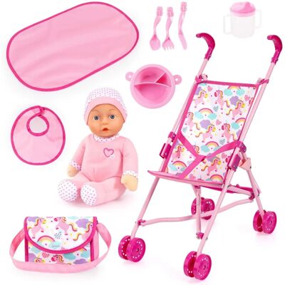 Ensemble de poussette Bayer - Poupée 46cm - Jouet bébé Ensemble de poussette Bayer - Poupée 46cm - Jouet bébé