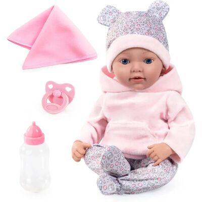 BAYER Reborn Baby 38cm Rose/Gris - Poupée BAYER Reborn Baby 38cm Rose/Gris - Poupée