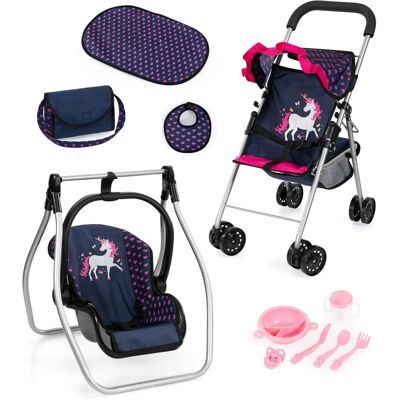 BAYER Poussette pour poupée - Ensemble avec Sac, Bleu & Rose - Jouet poupée BAYER Poussette pour poupée - Ensemble avec Sac, Bleu & Rose - Jouet poupée