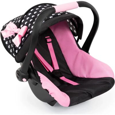 Bayer Deluxe Autostoel Hartjes Zwart & Roze - Poppenaccessoire Bayer Deluxe Autostoel Hartjes Zwart & Roze - Poppenaccessoire