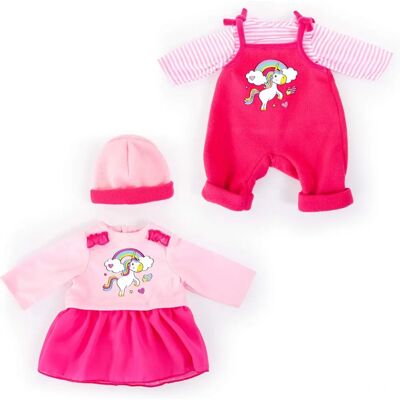 BAYER Baba Ruha Készlet - 33-38cm, Rózsaszín, Ruha, Overall, Sapka BAYER Baba Ruha Készlet - 33-38cm, Rózsaszín, Ruha, Overall, Sapka