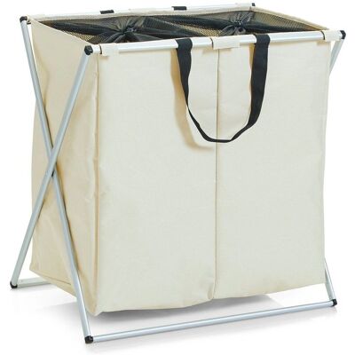 Corbeille à linge beige Zeller avec 2 compartiments - Organiseur de linge - Publicité Corbeille à linge beige Zeller avec 2 compartiments - Organiseur de linge - Publicité