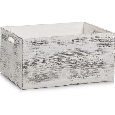 Zeller Aufbewahrungsbox - Rustikale Weiße Holzkiste 40x30x20cm Zeller Aufbewahrungsbox - Rustikale Weiße Holzkiste 40x30x20cm
