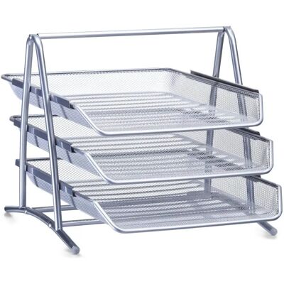 Zeller Meshline organizer dokumentów szary aluminiowy - 3 przegródki Zeller Meshline organizer dokumentów szary aluminiowy - 3 przegródki