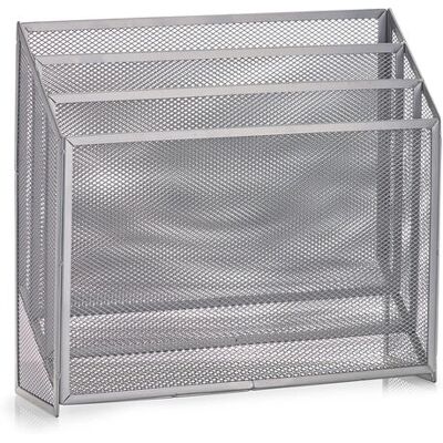 Porte-revues gris acier Zeller - Rangement avec compartiments - Publicité Porte-revues gris acier Zeller - Rangement avec compartiments - Publicité