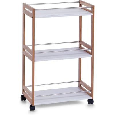 Étagère de salle de bain en bambou ZELLER - 3 étagères MDF et roulettes Étagère de salle de bain en bambou ZELLER - 3 étagères MDF et roulettes