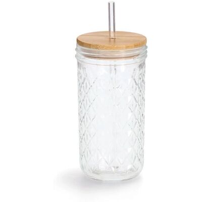 Zeller - Present Trinkglas - Transparent - Couvercle en bambou - Verre - Publicité Zeller - Present Trinkglas - Transparent - Couvercle en bambou - Verre - Publicité