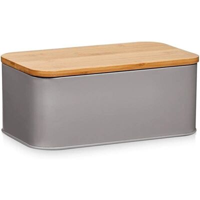 ZELLER Brotkasten mit Bambusdeckel - Grau - Brotkasten ZELLER Brotkasten mit Bambusdeckel - Grau - Brotkasten