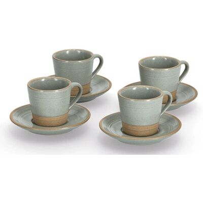 Zeller Present 26538 Kaffeetassen-Set - Steingut, 60ml, Braun-Grün Zeller Present 26538 Kaffeetassen-Set - Steingut, 60ml, Braun-Grün