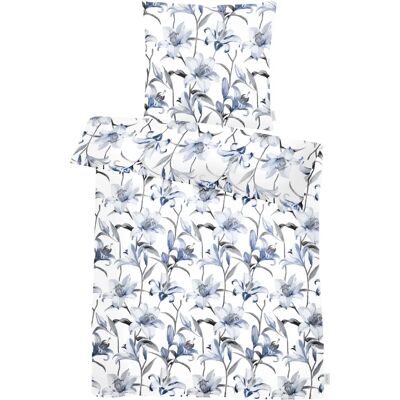APELT Lilia GOTS Satin Bettwäsche - Floral Blau - 155x220cm APELT Lilia GOTS Satin Bettwäsche - Floral Blau - 155x220cm