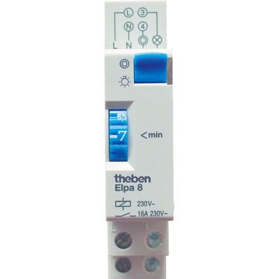 Temporizador de luz de escada Theben ELPA 8, Mecânico, Trilho DIN, 1-7 min, Azul, Cinza Temporizador de luz de escada Theben ELPA 8, Mecânico, Trilho DIN, 1-7 min, Azul, Cinza
